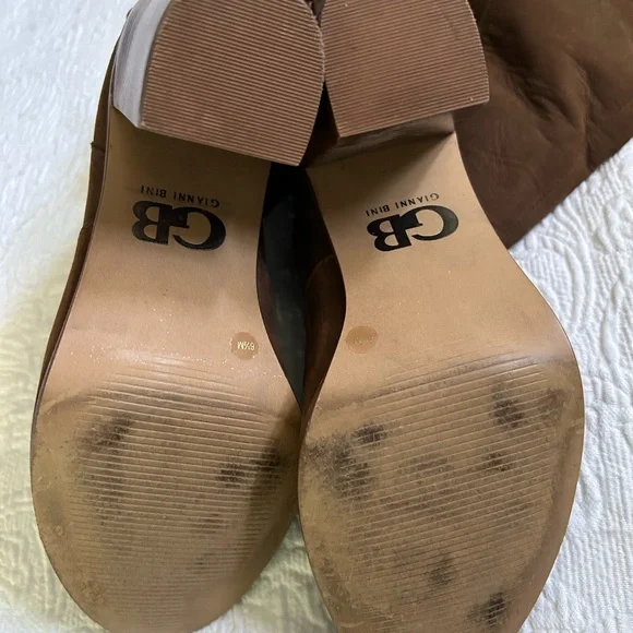 Brown Suede Heeled Boots with Fringe Detail - Picture 6 of 8